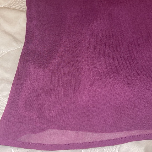 Merona Magenta Chiffon Fully Lined Flounce Sleeve Blouse - Picture 6 of 12